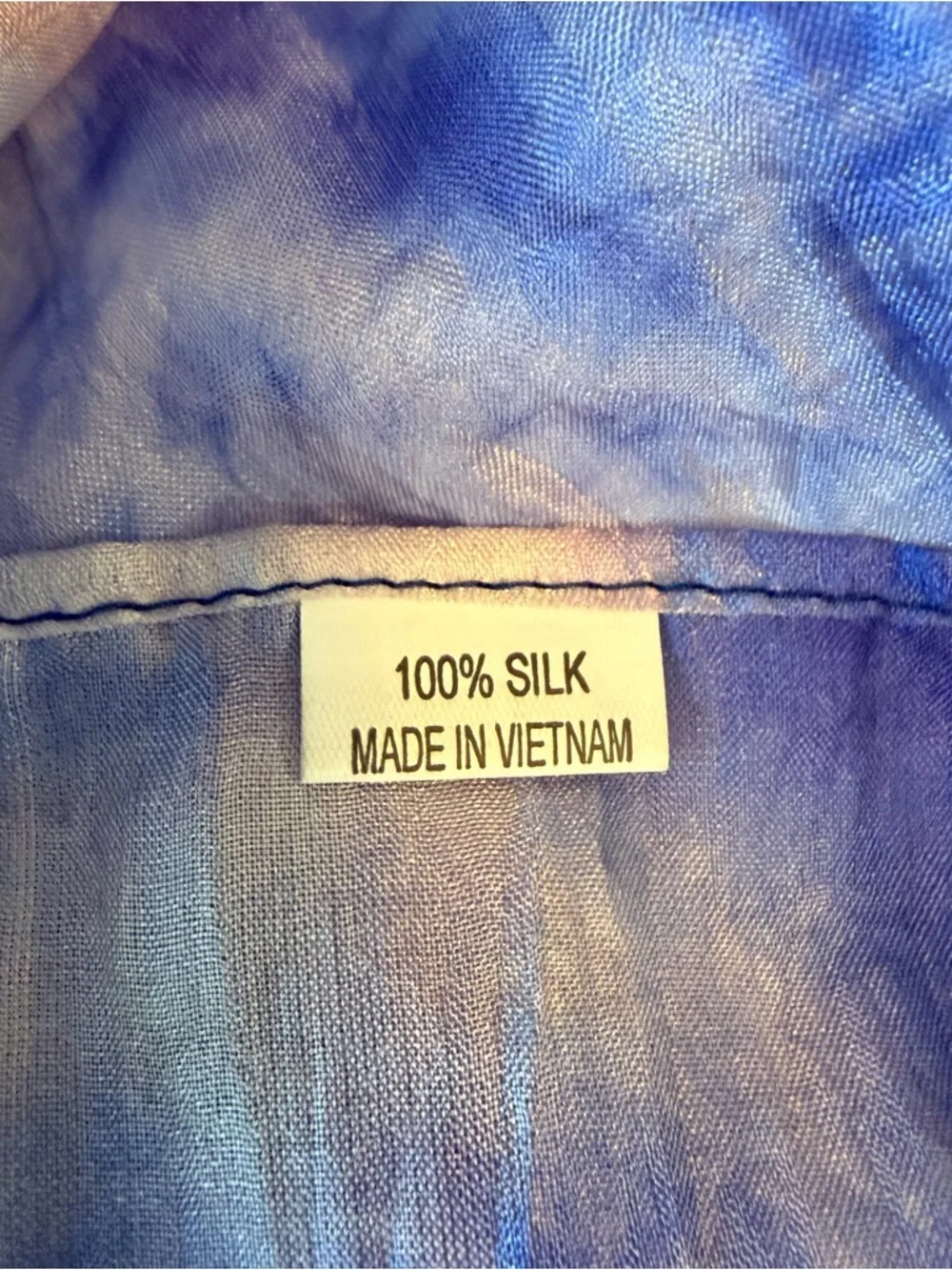 2/$30 100% Silk Blue Tie-Dye Watercolor Women's Scarf - Lightweight Fashion Wrap